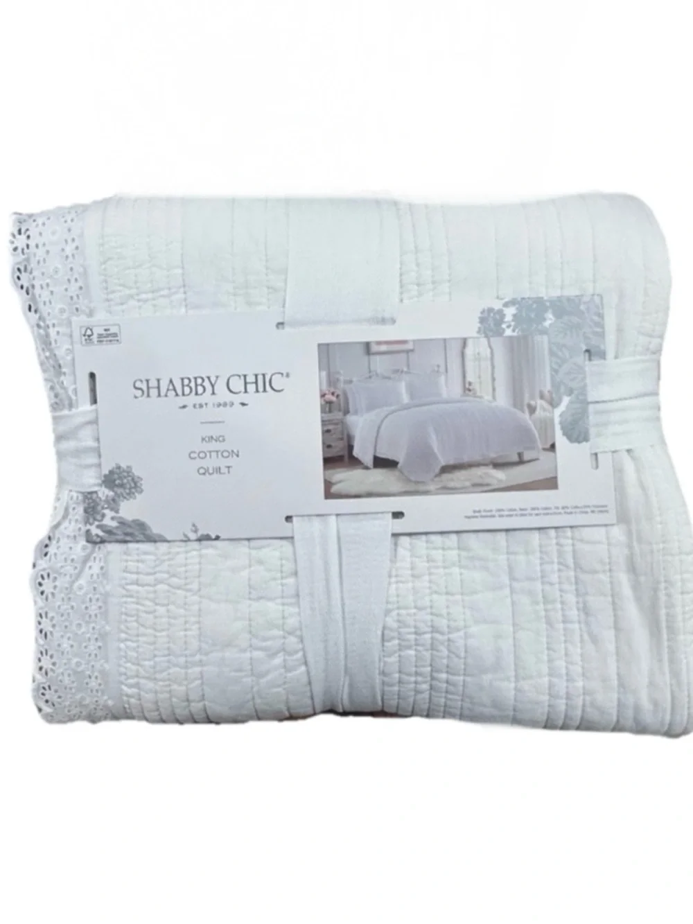 Shabby Chic White Cotton King Quilt 106”x92”